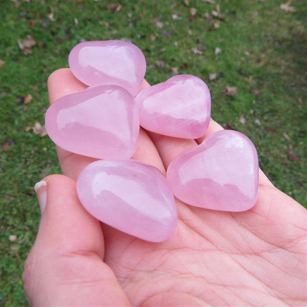 Rose Quartz Crystal Heart Stone Carving 1.25"