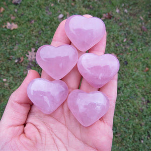 Rose Quartz Crystal Heart Stone Carving - Puffy Heart