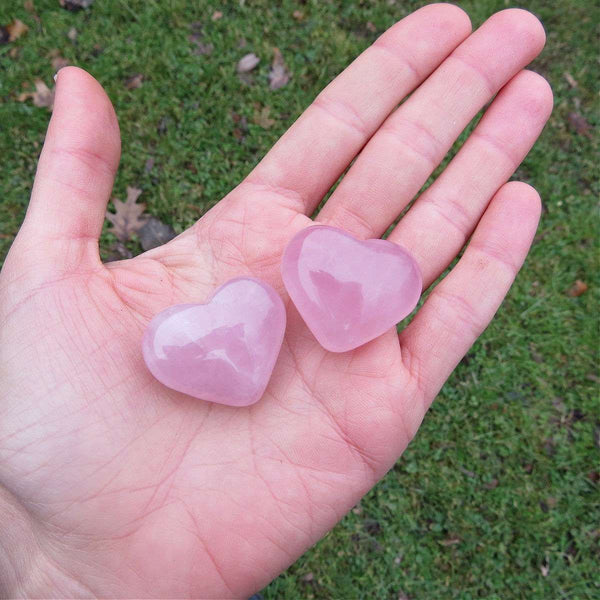 Puffy Rose Quartz Crystal Heart Carving