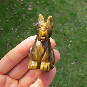 Schnauzer Crystal Dog Figurine in Tigers Eye