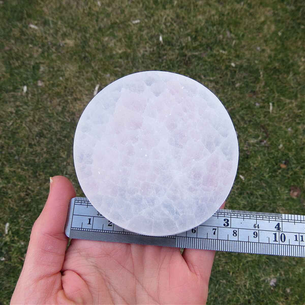 Selenite Charging Plate 3" - Cleansing Crystal Slab - Circle