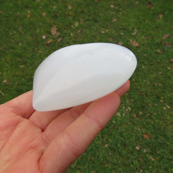 Large Selenite Crystal Heart Stone - 2.75" Puffy Heart