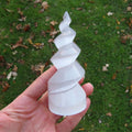 Selenite Crystal Spiral Tower 4" Unicorn Horn Stone