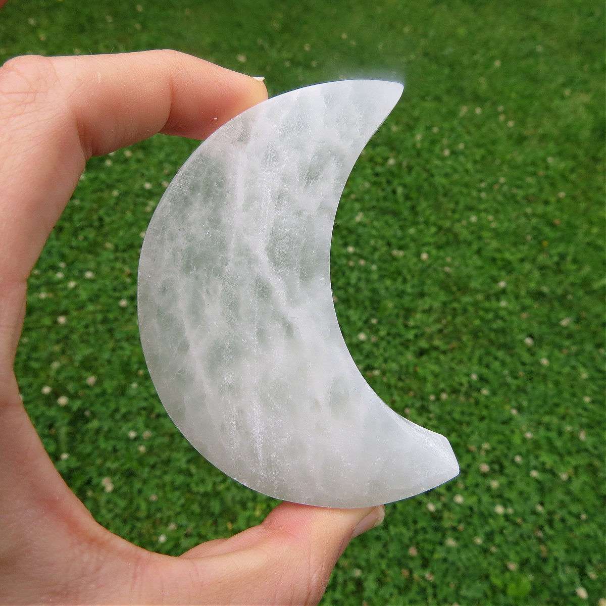 Selenite Moon Crystal Charging Plate 3"