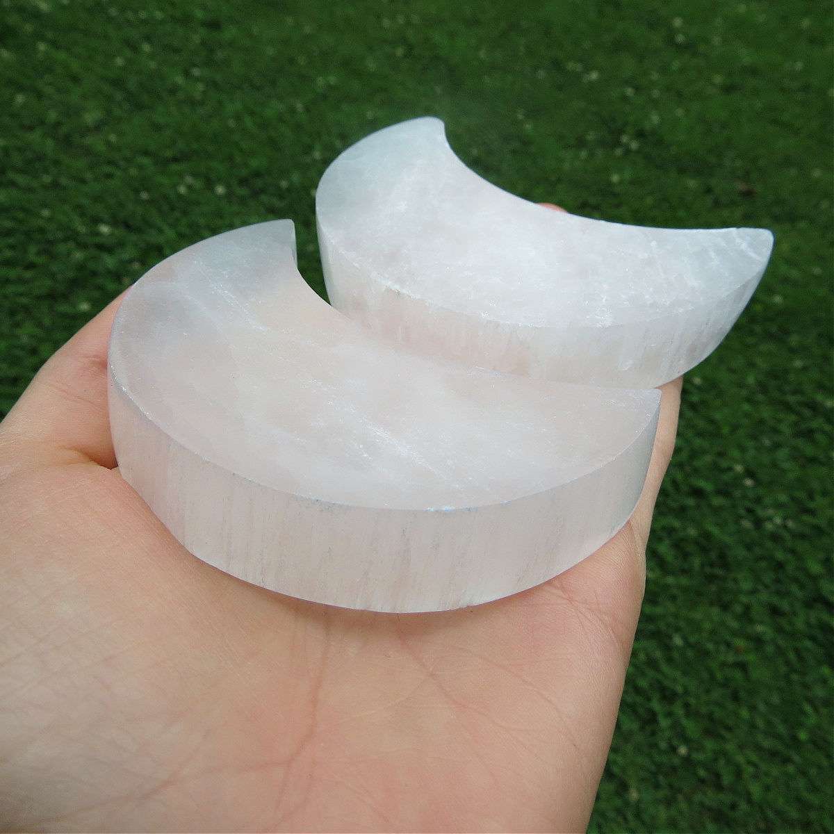 Selenite Moon Crystal Charging Plate 3"