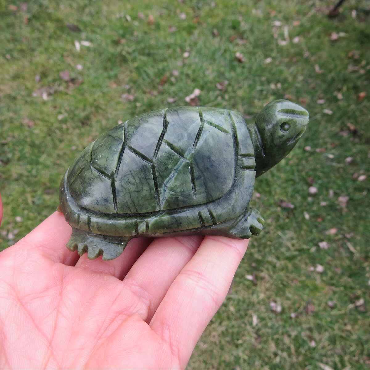 Serpentine Stone Turtle Crystal Animal Carving 3.25"