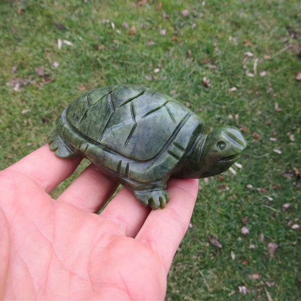 Serpentine Stone Turtle Crystal Animal Carving 3.25"