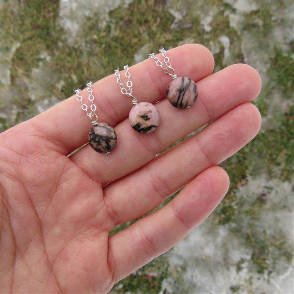 Small Rhodonite Crystal Necklace - Mini Crystal Choker