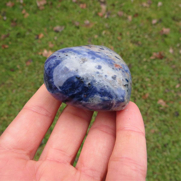 Sodalite Crystal Heart Stone Carving 2" - Large Puffy Heart