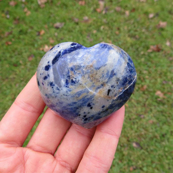Sodalite Crystal Heart Stone Carving