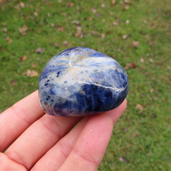 Sodalite Crystal Heart Stone Carving 2" - Large Puffy Heart