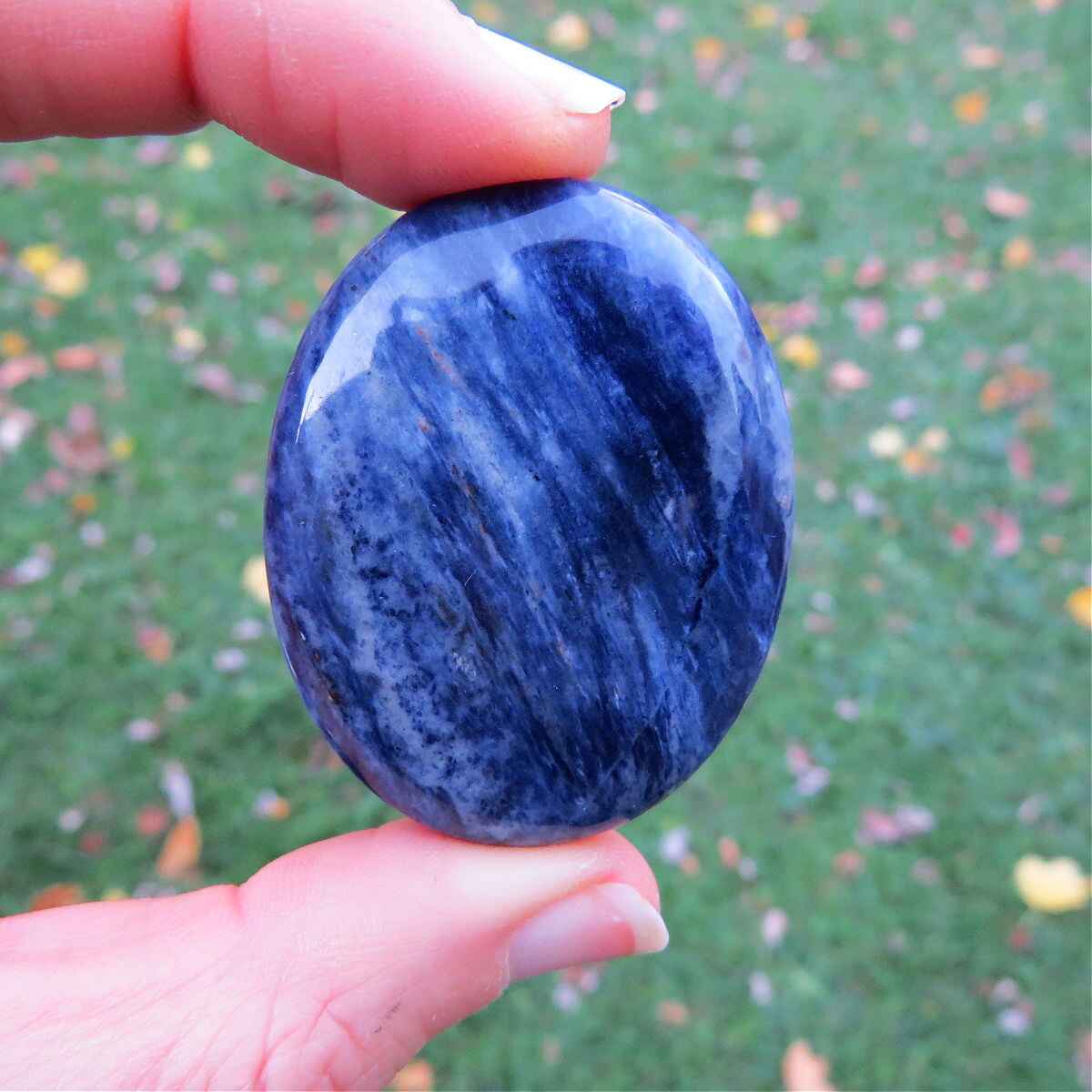 Sodalite Crystal Palm Stone - Soap Shaped
