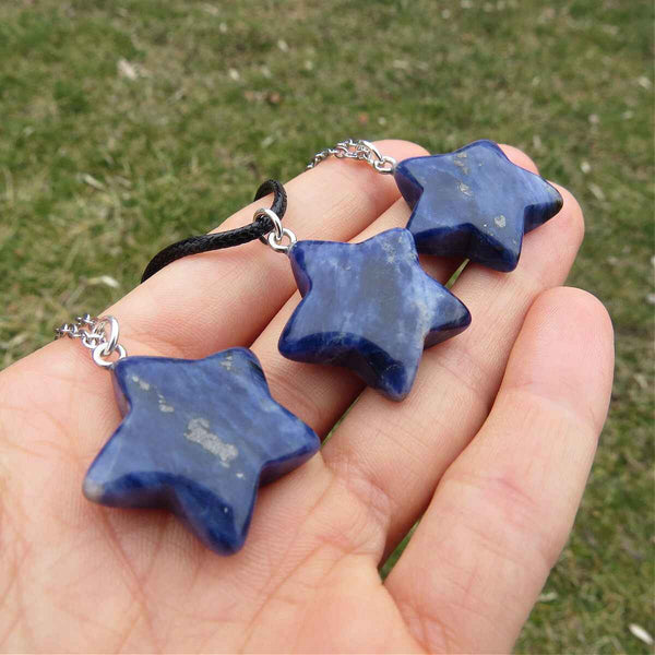 Blue Crystal Star Necklace in Sodalite