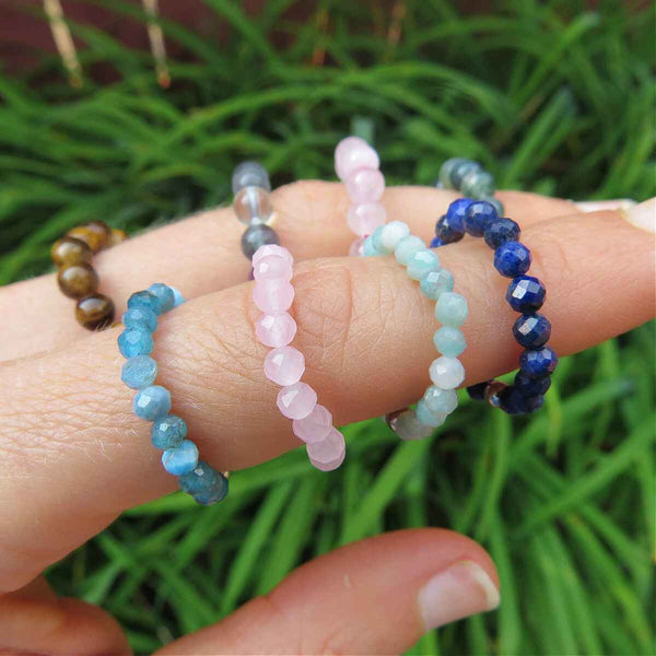 Beaded Crystal Stretch Rings