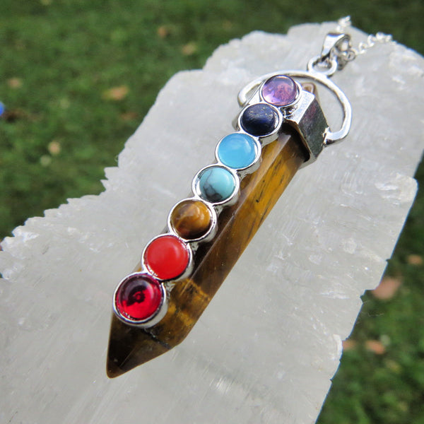 7 Chakra Crystal Point Necklace | Chakra Jewelry