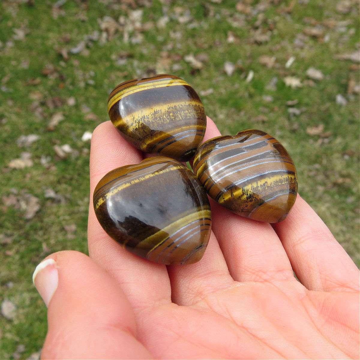 Tigers Eye Crystal Heart Stone 1.25" | Carved Puffy Heart
