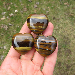 Tigers Eye Crystal Heart Stone - Puffy Heart