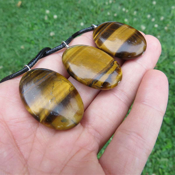 Tigers Eye Crystal Necklace | Black Cord Stone Necklace