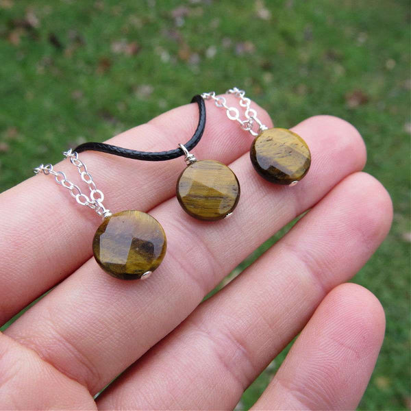 Tigers Eye Crystal Necklace - Small Round Stone Choker