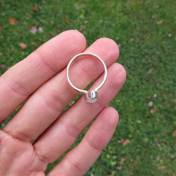 Blue Topaz and Rainbow Moonstone Ring in Sterling Silver Size 7