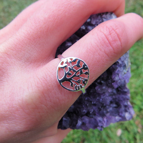 Sterling Silver Tree of Life Ring - Thin Band Ring