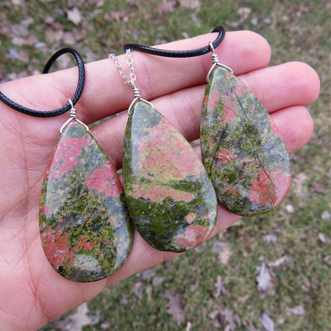 Unakite Crystal Necklace - Healing Stone Necklace