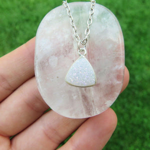 White Druzy Necklace - Angel Aura Quartz Necklace