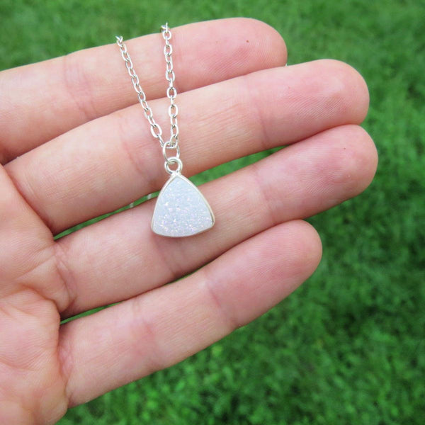 White Druzy Necklace | Angel Aura Quartz Crystal Necklace