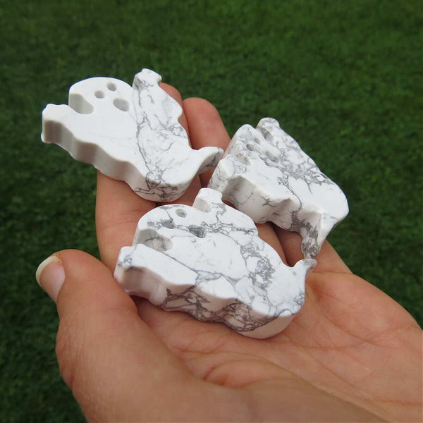 White Howlite Crystal Ghost Carving