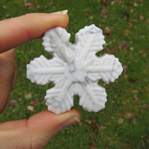 White Howlite Crystal Snowflake Carved Stone