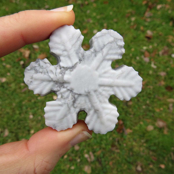 White Howlite Snowflake Crystal Carving