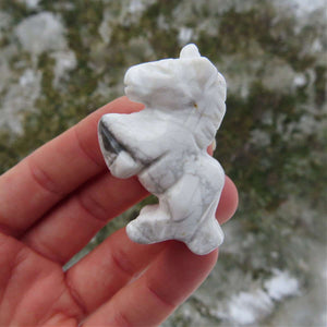 White Crystal Unicorn Carving - Howlite Crystal Animal