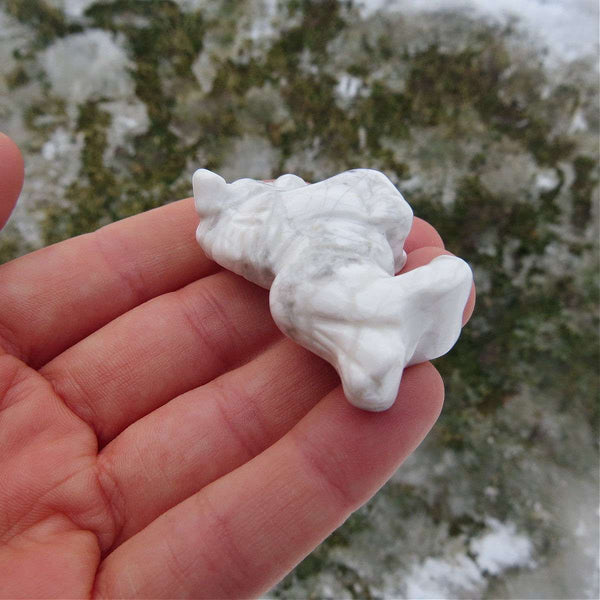 White Unicorn Crystal Carving 2" | Carved Howlite Stone Animal Figurine