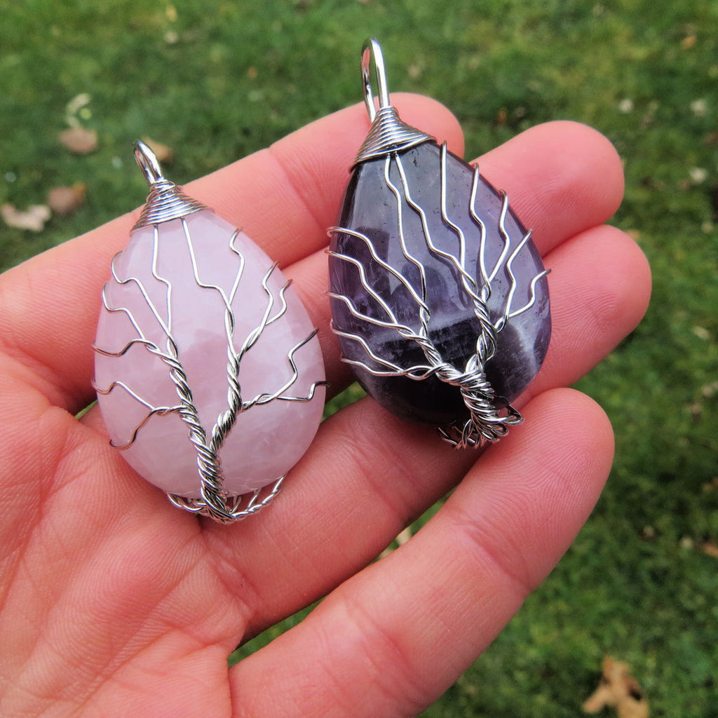 Tree of Life Crystal Necklace | Wire Wrapped Stone Tree Necklace