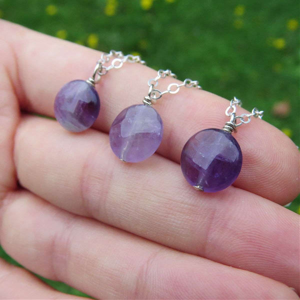Small Amethyst Crystal Necklace - Purple Amethyst Stone Choker
