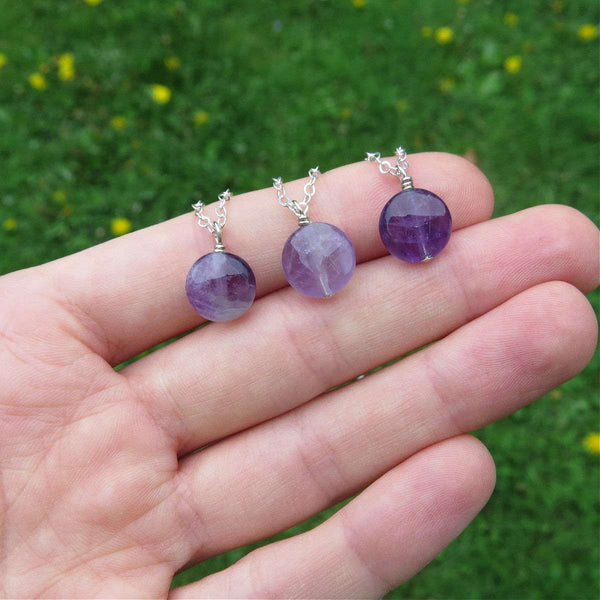 Small Amethyst Crystal Necklace - Purple Amethyst Stone Choker