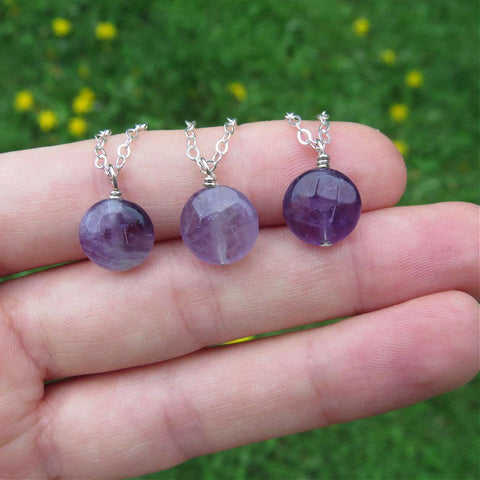 Small Amethyst Crystal Necklace - Purple Amethyst Stone Choker