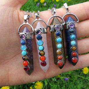 7 Chakra Crystal Point Necklace Chakra Jewelry