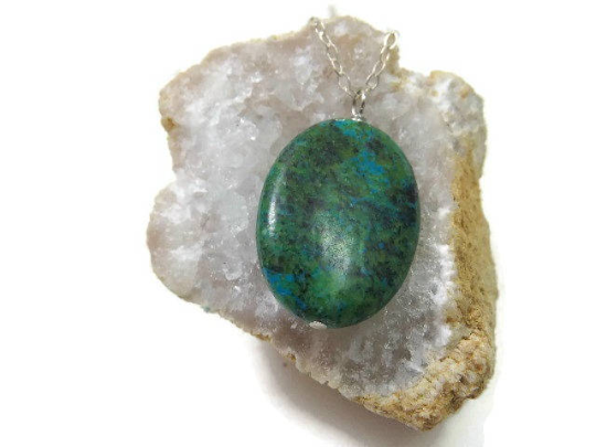 Chrysocolla Crystal Necklace | Green Stone Chrysocolla Jewelry