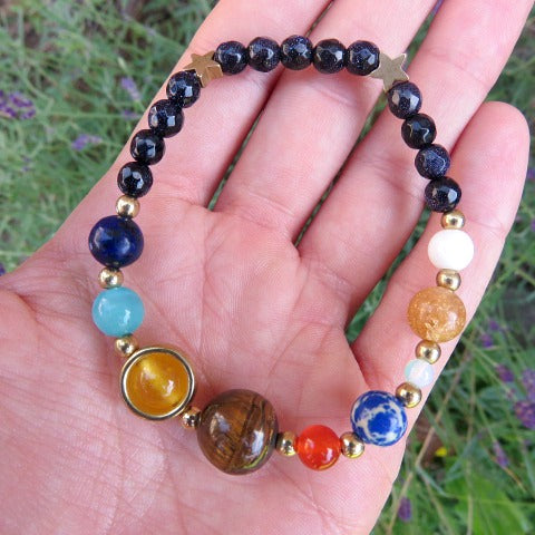 Handmade Solar System Planet Bracelet Natural Bead Wrap Bracelets Bohemian  Style | eBay