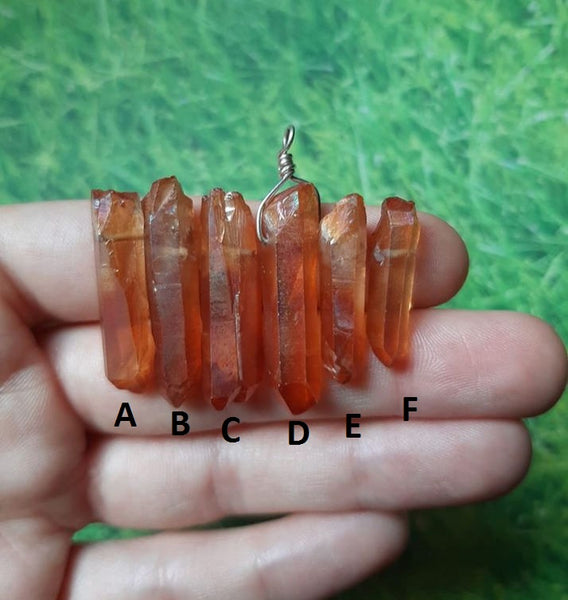 Sunset Aura Quartz Necklace | Orange Crystal Point Necklace